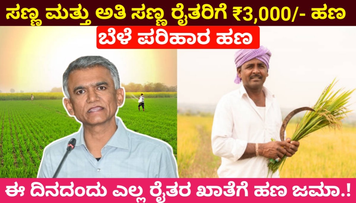 ಸಣ್ಣ ಮತ್ತು ಅತೀ ಸಣ್ಣ ರೈತರಿಗೆ 3,000 ಸಾವಿರ ಬೆಳೆ ಪರಿಹಾರ ಹಣ ಘೋಷಣೆ.! Drought relief fund 2023 FREE